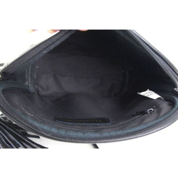 TIGNANELLO BLACK GENUINE LEATHER TASSEL CROSSBODY SHOULDER BAG HANDBAG PURSE - Picture 10 of 16